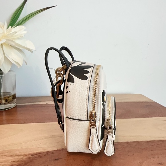 NWT Coach Mini‎ Court Backpack Bag Charm With Floral Print - Picture 2 of 5